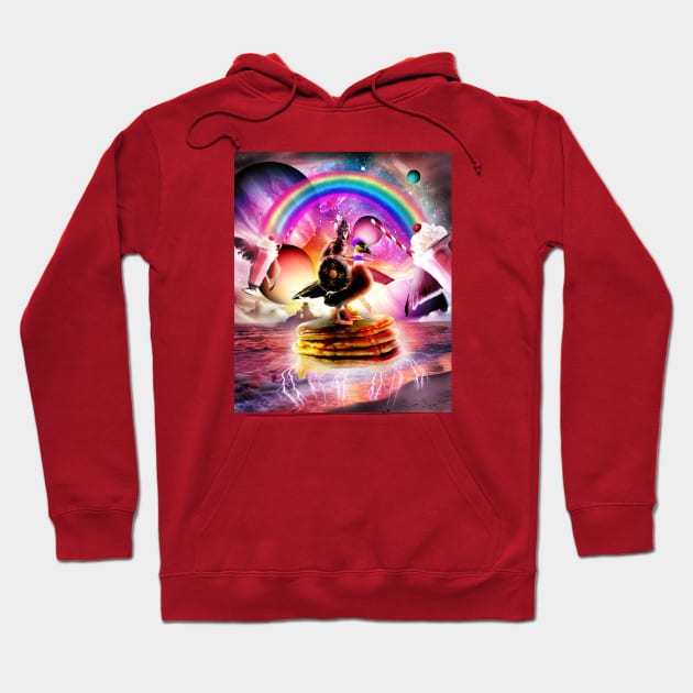 Warrior Cat Riding Duck on top of Pancakes Hoodie by Random Galaxy